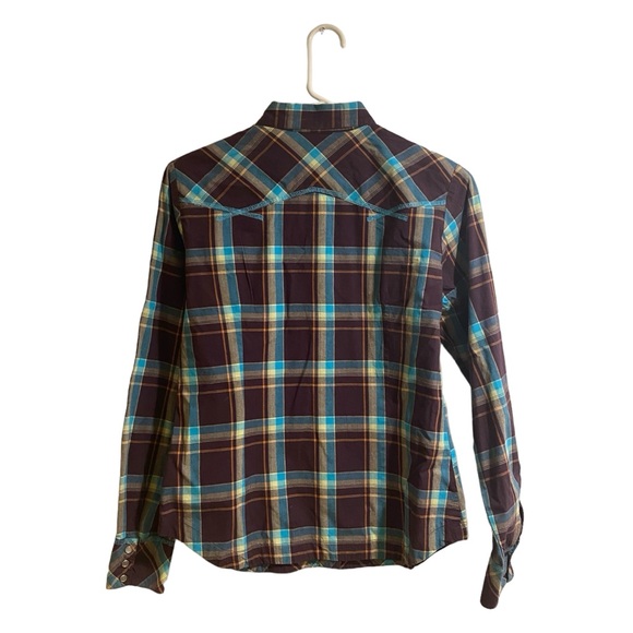 Roper Pearl Snap Western Button Up Blue Purple‎ Plaid Shirt Big Kids Size Medium - Picture 5 of 5